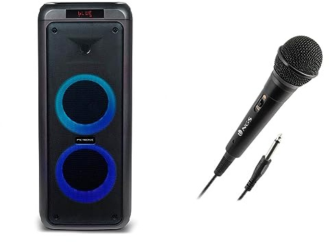 Metronic 477182 - Altavoz Bluetooth Potente 600W Party XL, portátil, LED Lights, Toma USB & NGS Singer Fire - Micrófono Vocal Dinámico, Micrófono con Cable de 3 Metros