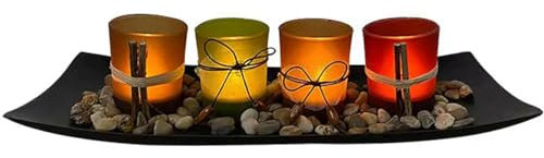4er Set Weihnachtsdeko Teelichthalter Glas, Kerzenhalter Adventskranz, Adventsgesteck, Kerzentablett, Weihnachtsdeko Amerikanisch Vintage Kerzen Weihnachten Tisch Deko
