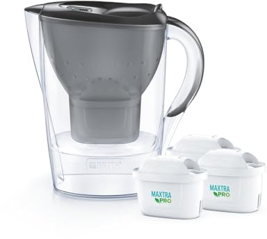 Brita Marella Carafe filtrante passe au lave-vaisselle avec 3 cartouches filtrantes Graphite