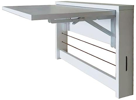 Wandmontierter Schreibtisch, Wandcomputertisch mit Ablagefach und Bücherregalen, kompakter schwebender Schreibtisch für die Wand, platzsparender zusammenklappbarer Wandschreibtisch (White 41.5cm)