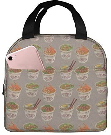 BEEOFICEPENG Huevera Fideos Ramen Impreso,Bolsa de almuerzo,Bolsa de almuerzo aislada para adultos,Niños,Bolsa de almuerzo para picnics trabajo escuela