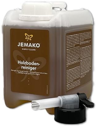 Jemako Holzbodenreiniger 2 L – Parkettreiniger für geölte & gewachste Holzböden sowie Kork – Holzreiniger mit natürlichem Kiefern-Harz – schonende Reinigung für Parkett, Dielen & Holzfußböden