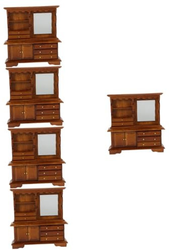 Vaguelly 5stücke Miniatur Kommode Für Puppenhaus Vintage Holzschrank Für Spielzeugmöbel Für Projekte Und Dekoration Im Miniaturzimmer Walnussfarbe