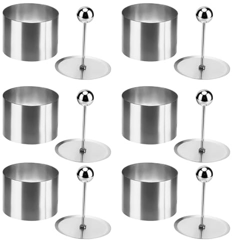 MUNGHOK Lot de 6 petits anneaux à dessert ronds de 7 cm en acier inoxydable avec levier - Anneaux à gâteau pour pâtisserie, pâtisserie, mousse