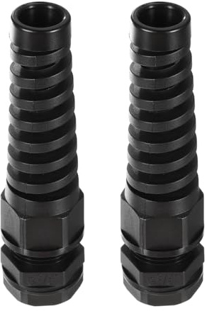 sourcing map 2Pcs G3/8 IP68 Cable Gland Waterproof 6-10mm Adjustable Strain Relief Cord Connector Spiral Nylon Joint Gasket for Cable Wire, Black