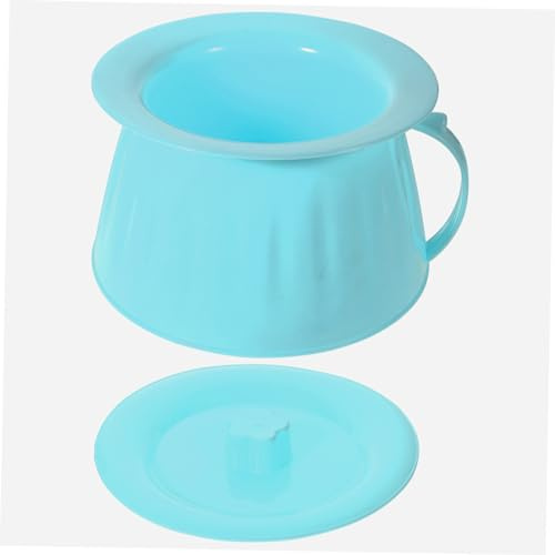 Generic Chamber Pot Plastic Urinal Portable Toilet Cover Sturdy PP Material Easy to Clean for Elderly Boys & Girls Blue