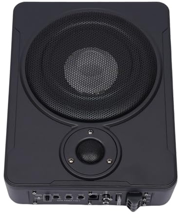 Fliuyr 8 pulgadas 600 W de aluminio ultrafino para coche, subwoofer activo, altavoz de graves para coche, con juego de cables remotos y juego de tornillos