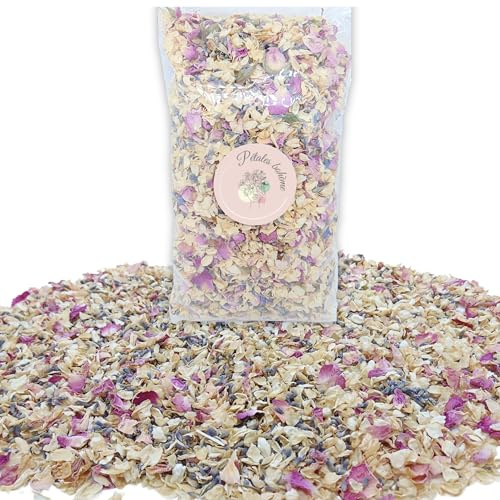 1 Litre Confettis Mariage blanc Fleurs séchées naturelles Pétales rose | Jasmin, Lavande, Décoration de Table Champêtre, France