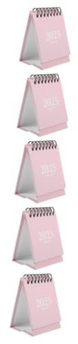 SEWACC 5st Tischkalender 2025 Tischkalender 2024 Schultischkalender Tagesplanungskalender Taschenkalender 18 Monate Tischkalender Stehender Flip- Neujahrskalender 2025 Rosa Papier
