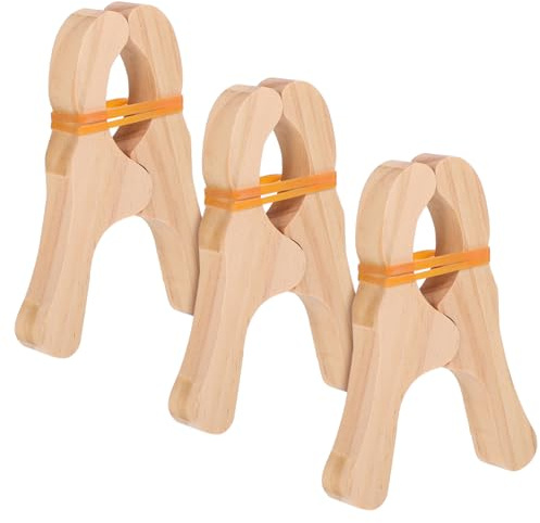 Abaodam Set 3 Mollette Di Legno Per Vestiti e Giochi Montessori Per Bambini, Grandi Mollette Jumbo Senza Plastica Per Uso Domestico e Creativo, Clip Multifunzione Per Attività Didattiche e Artigianato