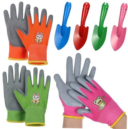 FONDOTIN Buntes Junge Mädchen Gartenschaufel Mit Robusten Handschaufeln Und Schützenden Junge Mädchen-gartenhandschuhen Langlebig Vielseitig Für Pflanzen Sand Und Naturerkundung Für Kleine