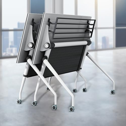 QAZXDRFG Konferenzraumtisch, Klappbarer Konferenztisch, Flip-Top, mobiler Büro-Schulungstisch mit Lenkrollen, klappbarer Seminartisch, Moderne Besprechungstische für Büroschulungen (2er-Pack, 120 cm)