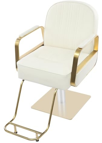 Chaise de coiffeur hydraulique réglable en hauteur - Rotation à 360° - Avec dossier, oreiller et repose-pieds - Pour spa, beauté, salon de coiffure, tatouage - Gris clair