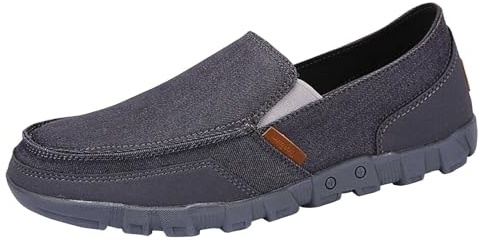 Mocassini da uomo leggeri senza lacci, scarpe estive da passeggio, suola morbida, casual, comode, traspiranti, per il tempo libero all'aperto, Grigio, 45 EU