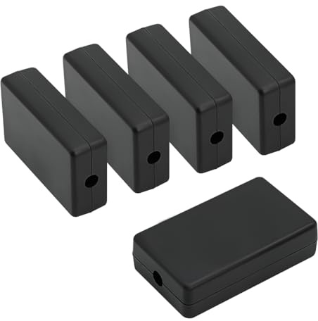 LeMotech Abzweigdose Klein, 5er Set ABS Elektronikgehäuse Schwarz, Mini Projektgehäuse für PCB Platinen, Projektbox Verteilerdose, Außenmaße 60x 36x 17 mm