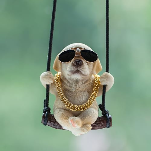 SIXHAOBU AutoZubehör zum Aufhängen, Labrador Retriever, Auto-Rückspiegel-Anhänger, Auto Rückspiegel Nette Innen Dekoration Hänge Ornament Spiegel Charms, Geschenke für Damen und Herren