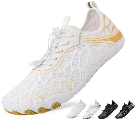 Chaussure Aquatique Femme 38 Blanc Doré Homme Chaussure D'eau Respirant