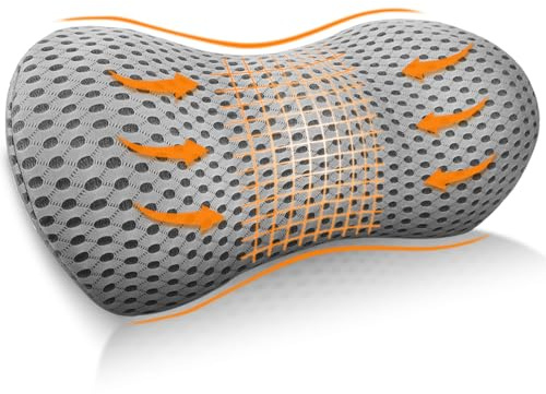 Lighterday Cojín de apoyo lumbar, almohada de espuma viscoelástica para aliviar el dolor de espalda baja, cojín de espalda con funda transpirable, soporte lumbar ergonómico para coche, oficina, hogar