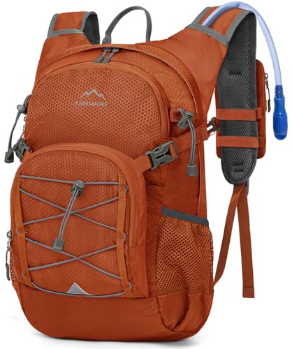 RAINSMORE Trinkrucksack mit Trinkblase 2L Leichter Isolierter 18L Wanderrucksack mit Regenschutz für Herren Damen Fahrradrucksack Laufrucksack Hydration Rucksack zum Laufen Radfahren Biken Klettern