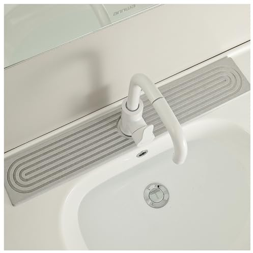 CZQGLYM Tappetino Lavandino Cucina in Silicone, 60x10cm,Tappetino Drenante per Rubinetto,Antiscivolo Protezione Antispruzzo,Bancone del Bagno,per Cucina e Bagno (Grey-B,60 × 10cm)