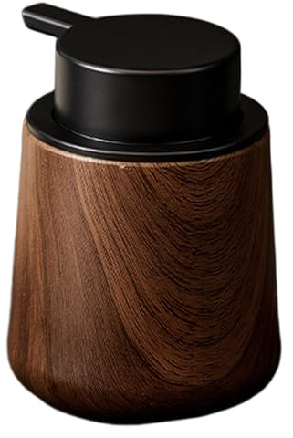 Dispensador de jabón de Espuma Dispensador de jabón de Manos de Grano de Madera de Nogal con Bomba Recargable para Cocina, baño, hogar, Hotel.