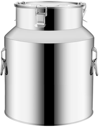 Stainless Steel Water Jug, Milk Can, 5L 304 Stainless Steel Bucket with Lid & Secure Buckle & Lifting Ring, Airtight Honey Bucket with Spout, Milk Jug for Food, Liquid, Wine