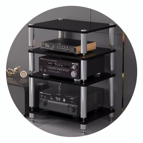 Mobile HiFi Multilivello con Piedini Antivibrazione, Ripiano AV per Dispositivi di Streaming, Amplificatori e Giradischi – Supporto Audio Video a 1/2/3/4 Livelli per Home Theater
