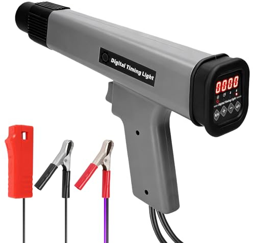 Pistola per candele con display LED digitale: 1 pezzo Lampada stroboscopica 9-16 V Pistola per punto di accensione con robuste pinze a coccodrillo per motori a benzina a 2 tempi e 4 tempi, strumento