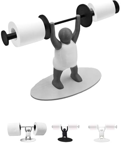 Gewichtheber Toilettenpapierhalter,Lustiger 3D Gedruckter Toilettenpapierhalterständer, 24 x 16 x 9 cm Küchenhandtuch-Organizer, Papierhandtuchhalter für Esstisch, Badezimmer (Grau)