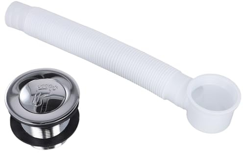 BlesConi Set di scarico per vasca da bagno con sifone e sifone a P, struttura in ottone e plastica