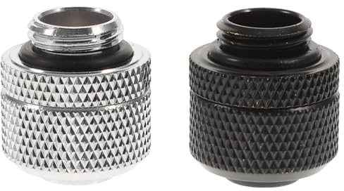 Garneck Raccordi a Compressione per Tubi Filettati G1/4, Connettori per Sistemi di Raffreddamento Acqua Pc, Set da 2 Pezzi in Ottone Cromato Resistenti e Compatibili Pompe e Radiatori,