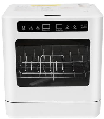 Lavastoviglie da tavolo, 6-8 coperti, 4 programmi, compatta, con UV e aria calda, 800 W, 43 x 39 cm, ideale per casa e cucina, silenziosa, 52 dB