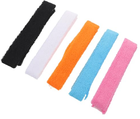 TOGEVAL 5 Stück Saugfähiges Griffband Tennisschläger Badminton Squash Schlägergriffband Frottee rutschfest Handtuchgriff Sportzubehör