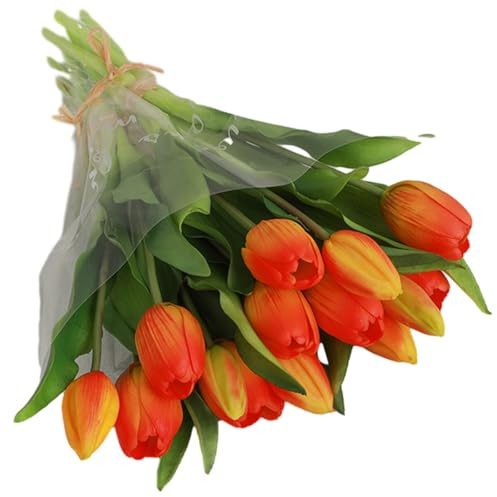 BildeeMait Ramo de tulipanes artificiales con 7 flores de poliuretano realistas para decoración de bodas, hogar y fiestas