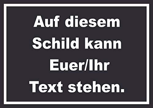 HB-Druck Schild mit Wunschtext waagerecht Text Weiss Hintergrund schwarz A4 (210x297mm)