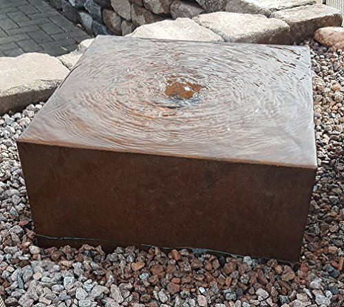 garten-wohnambiente Quader Würfel 50/50/25 cm Cortenstahl Roststahl Wasserspiel