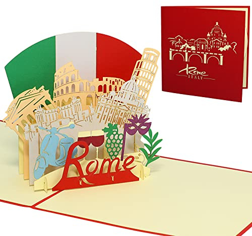 LINPOPUP®, popup-kort Rom – Italien resekupong, popup-kort Italien, POP UP-kort födelsedag, pop up födelsedagskort, presentkort stadsresa gratulationskort Italien Rome, N363