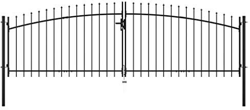 Tidyard Doppelflügel-Gartentor Gartentür Doppeltor Garten-Zauntor Tor Gartenpforte Mit Speerspitzen & 3 Schlüssel,Gartenbarriere Hoftor Industrietor Einfahrtstor Doppelflügeltor Gitterzauntor