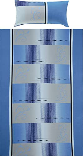 Erwin Müller Bettwäsche, Bettgarnitur Single-Jersey blau Größe 40x80 cm / 155x220 cm - anschmiegsame Qualität, bügelfrei, pflegeleicht, mit praktischem Reißverschluss (weitere Größen)