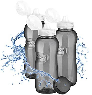 Kavodrink 3 x Tritan Trinkflasche 0,5L + Sportdeckel Wasserflasche schwarz Sportflasche BPA frei Flasche 500ml