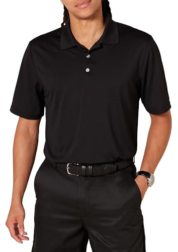 Amazon Essentials Herren Golf-Poloshirt, Schnell trocknend, Kurzarm, Schwarz, M