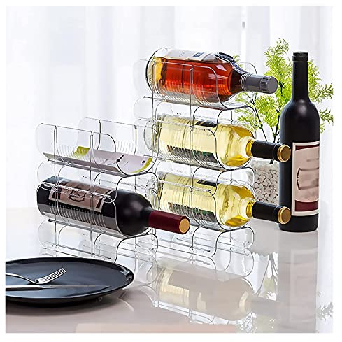 HSF 2pcs Wine And Water Bottle Organizer Holder For Refrigerator, Stackable Standing Wine Rack Holder Storage Shelf For Cabinet Pantry Kitchen Countertop Fridge Parts & Accessories