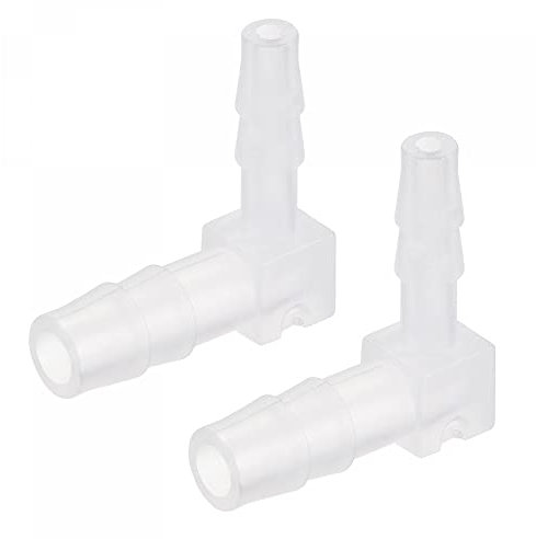 sourcing map Barb Hose Fitting, 5mm to 7mm Barbed Dia. Plastic Elbow Coupler Reducer Quick Connector Adapter, Pack of 2