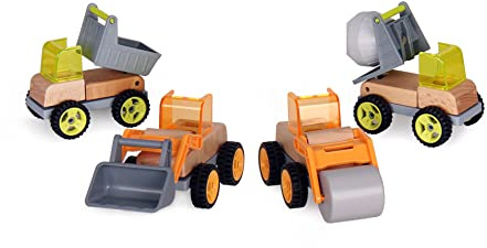 Udeas Mini Konvertibel sandleksaksset, träleksaker från 3 år, lastbil leksak, rörlig mekanisk träleksak, svarta hjul ljusa färger