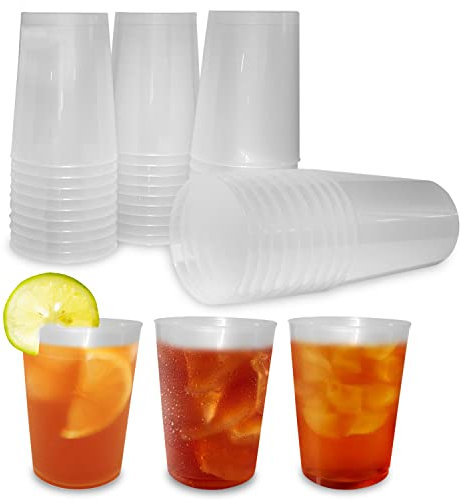 PAWOPA 100 Vasos de Sidra 600 ML Reutilizables - Plástico Duro Irrompible - Uso en Fiestas, Oficina o Camping - Ecológico sin BPA - Para Agua, Cocktail, Cubatas, Gin Tonic y Cerveza