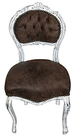 Biscottini Luigi XVI 91 x 44 x 42 cm | Antiker französischer Stil | Schlafzimmerstuhl | Stühle im Barockstil, Buche, braun, 91x44x42 cm