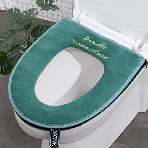 Toilettensitzbezug, warm, waschbar, dick, Plüsch, mit Griff und Reißverschluss,nadaje się do ponownego użytku, do domu, biura,1 sztuki