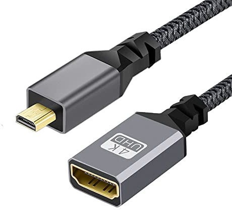 NFHK Cavo di prolunga Micro HDMI 1.4 maschio a HDMI femmina 4K Type-D per fotocamera DV MP4 DC Laptop