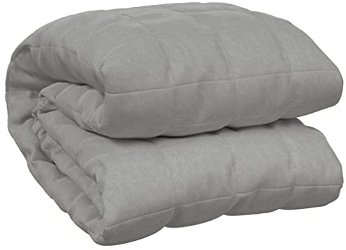 vidaXL Weighted Blanket - 10kg, Single Size (137x200 cm), and Durable Grey Fabric, Even Weight Distribution - Ideal Sleeping Aid for Modern Bedroom and Living Room Settings.