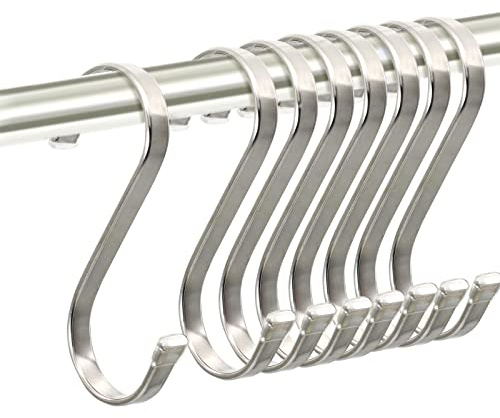 AMZFULY Ganchos en S resistentes, gancho en forma de S de acero inoxidable para colgar ollas y utensilios de cocina, utensilios, ropa, bolsos, tazas, toallas, plantas, 3.7 pulgadas, paquete de 8